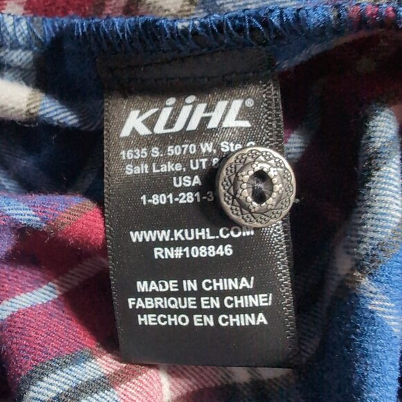 Exc. Kuhl Womens Alina Flannel Button Shirt Large Long Sleeve Plaid Blue Red - Picture 4 of 9